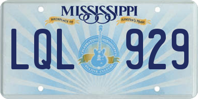MS license plate LQL929