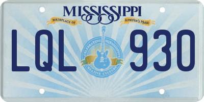 MS license plate LQL930