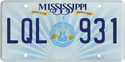 MS license plate LQL931