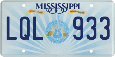 MS license plate LQL933