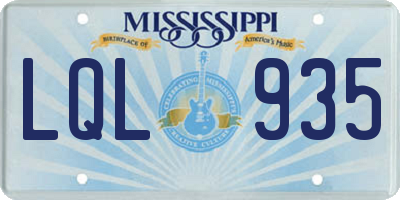 MS license plate LQL935