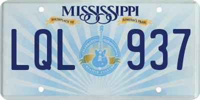 MS license plate LQL937