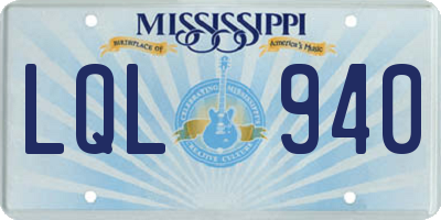 MS license plate LQL940