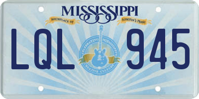 MS license plate LQL945