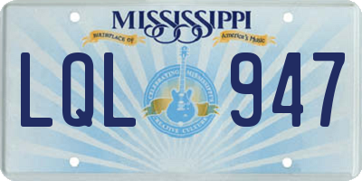 MS license plate LQL947