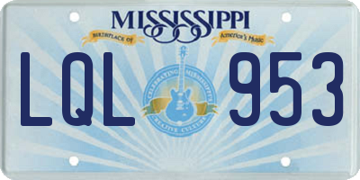 MS license plate LQL953