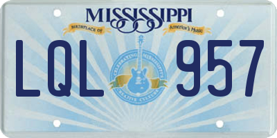 MS license plate LQL957