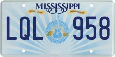 MS license plate LQL958