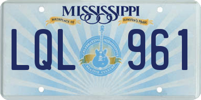 MS license plate LQL961