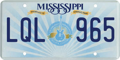 MS license plate LQL965
