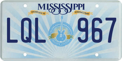 MS license plate LQL967