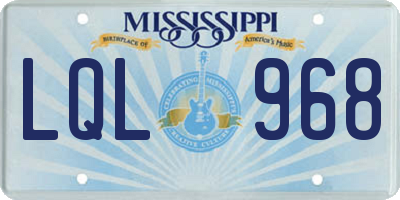 MS license plate LQL968