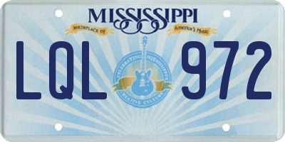 MS license plate LQL972