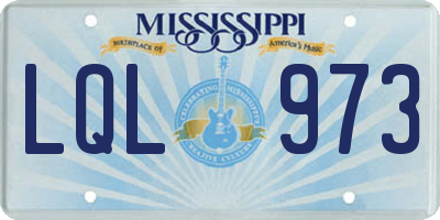MS license plate LQL973