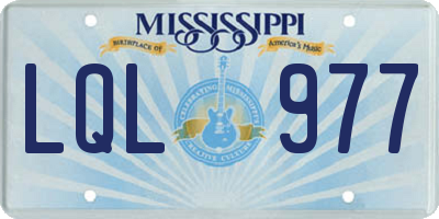 MS license plate LQL977