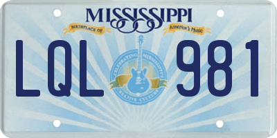 MS license plate LQL981
