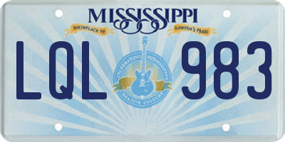 MS license plate LQL983