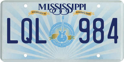MS license plate LQL984