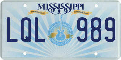MS license plate LQL989