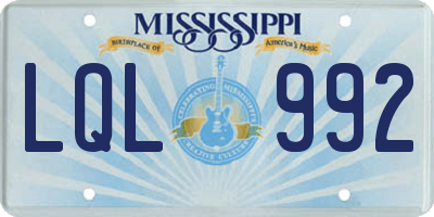 MS license plate LQL992