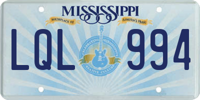 MS license plate LQL994