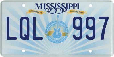 MS license plate LQL997