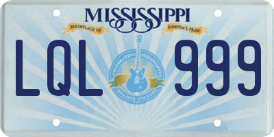 MS license plate LQL999