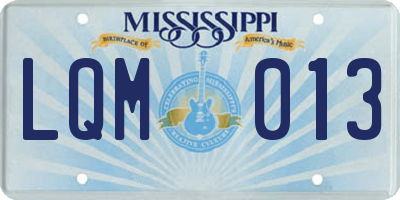 MS license plate LQM013