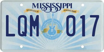 MS license plate LQM017