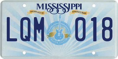 MS license plate LQM018