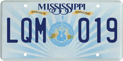 MS license plate LQM019