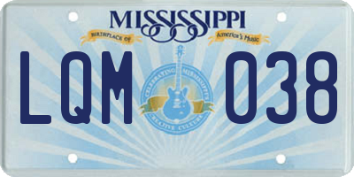 MS license plate LQM038