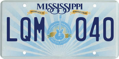 MS license plate LQM040