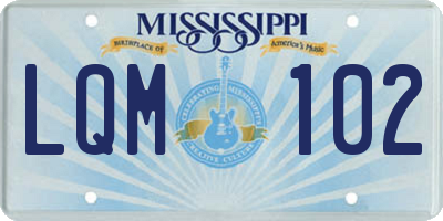 MS license plate LQM102