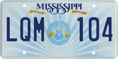 MS license plate LQM104