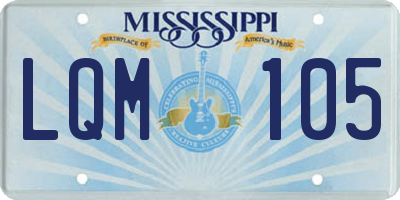 MS license plate LQM105