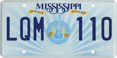 MS license plate LQM110