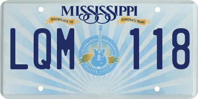 MS license plate LQM118