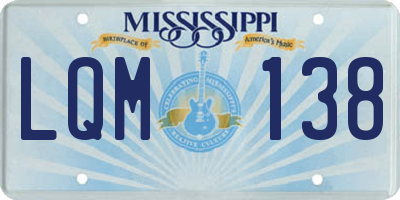 MS license plate LQM138