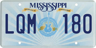 MS license plate LQM180
