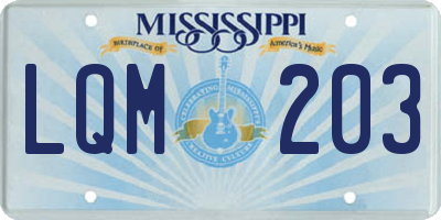 MS license plate LQM203