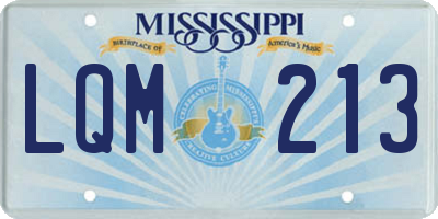 MS license plate LQM213
