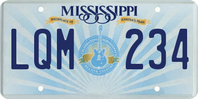 MS license plate LQM234