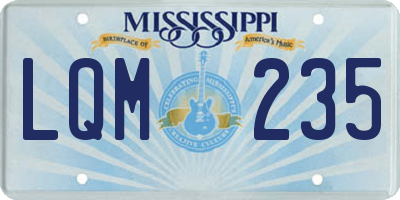 MS license plate LQM235