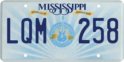 MS license plate LQM258