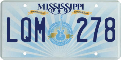 MS license plate LQM278