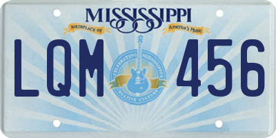 MS license plate LQM456
