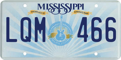 MS license plate LQM466