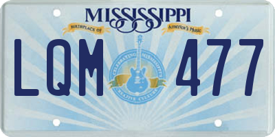 MS license plate LQM477