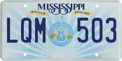 MS license plate LQM503